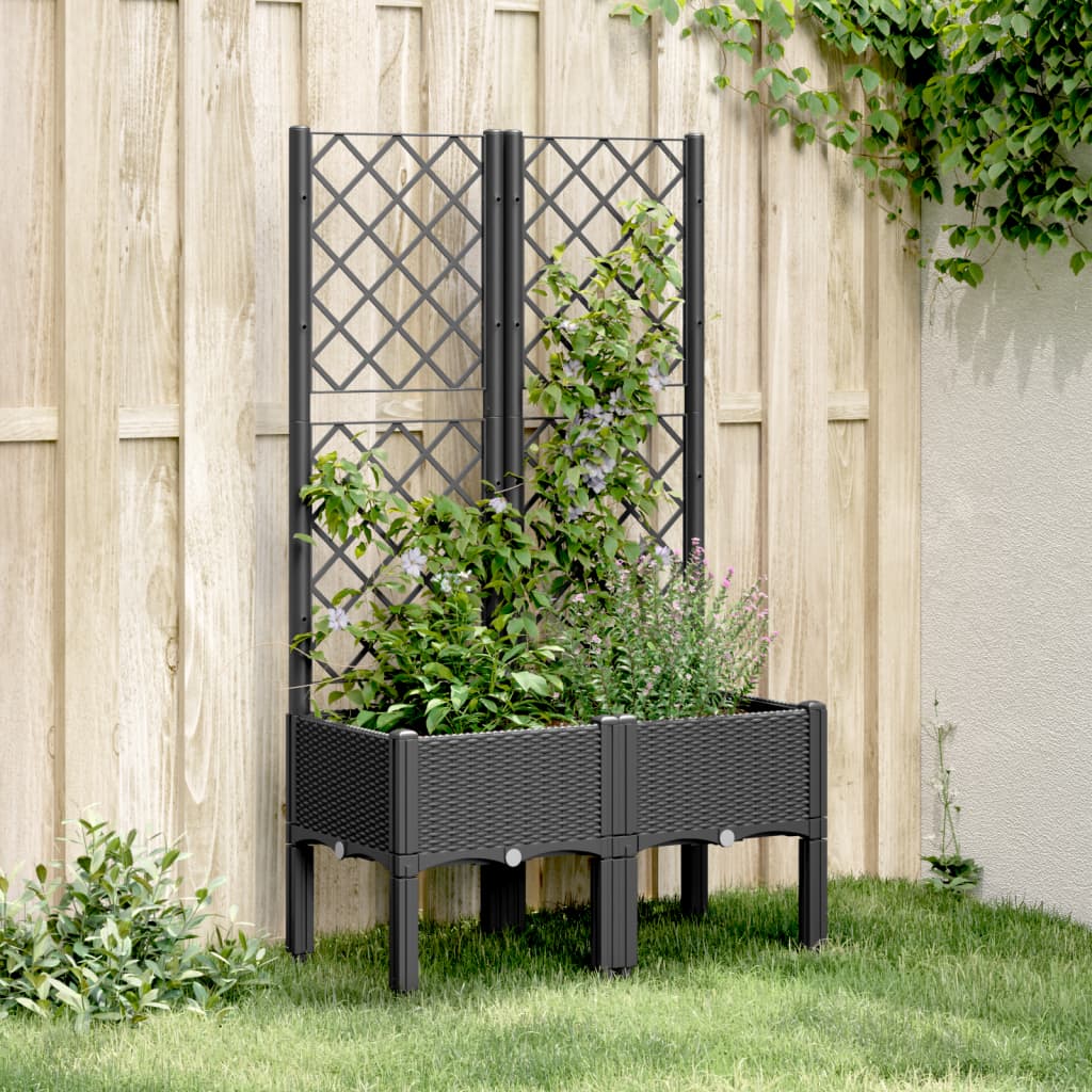 Vidaxx jardinière avec treillis 80x40x142 cm polypropylène noir