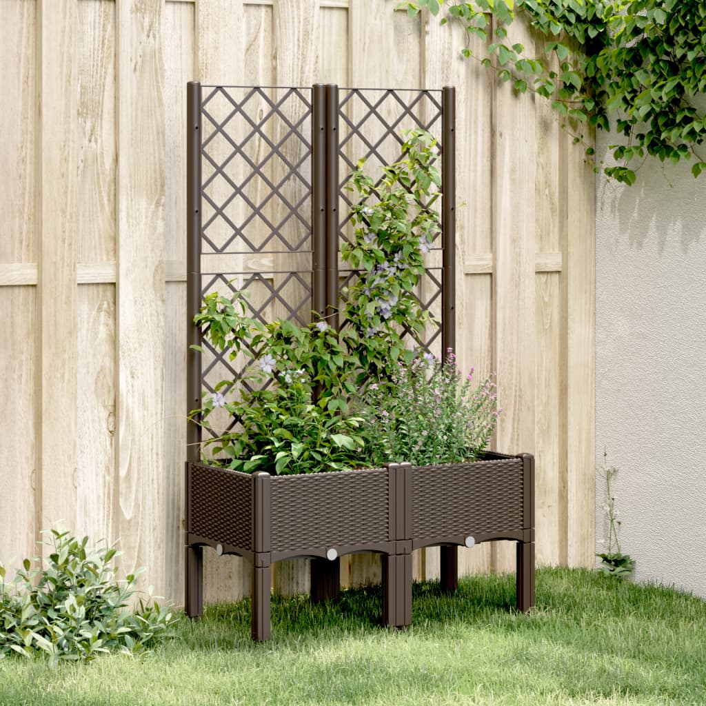 Vidaxx jardinière avec treillis 80x40x142 cm polypropylène marron