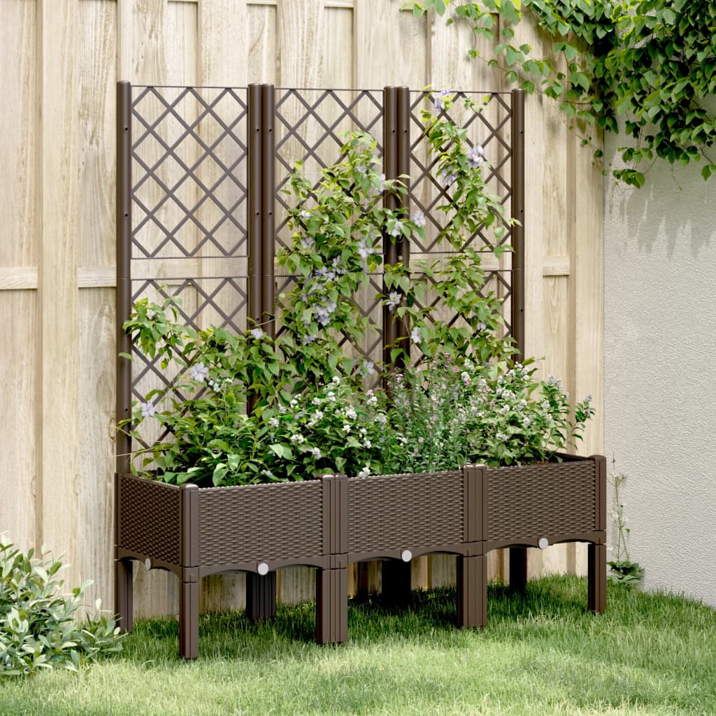 Vidaxx jardinière avec treillis 120x40x142 cm polypropylène marron