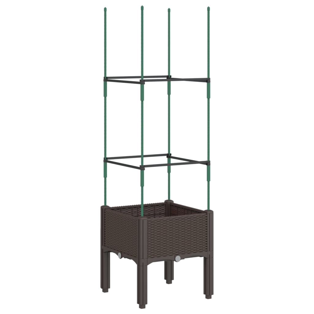 Vidaxx jardinière avec treillis 40x40x142,5 cm polypropylène marron