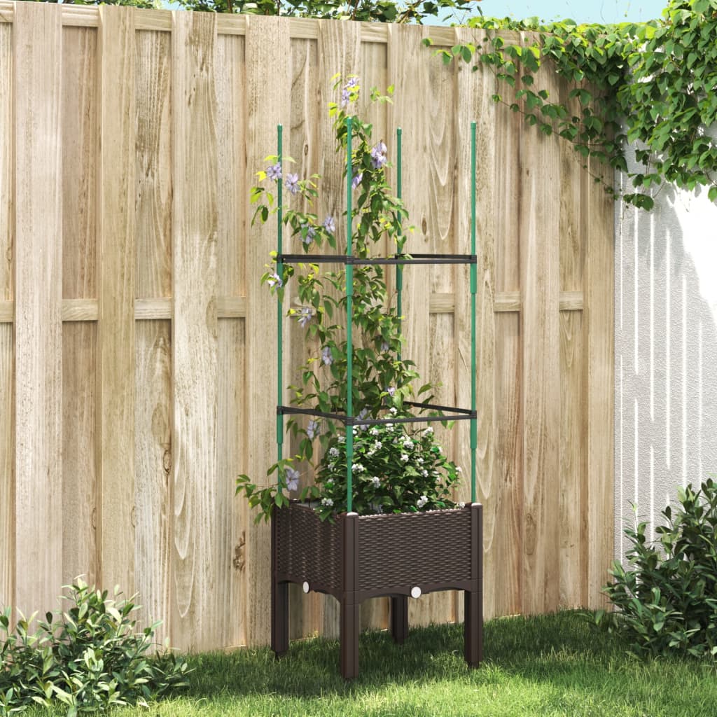 Vidaxx jardinière avec treillis 40x40x142,5 cm polypropylène marron