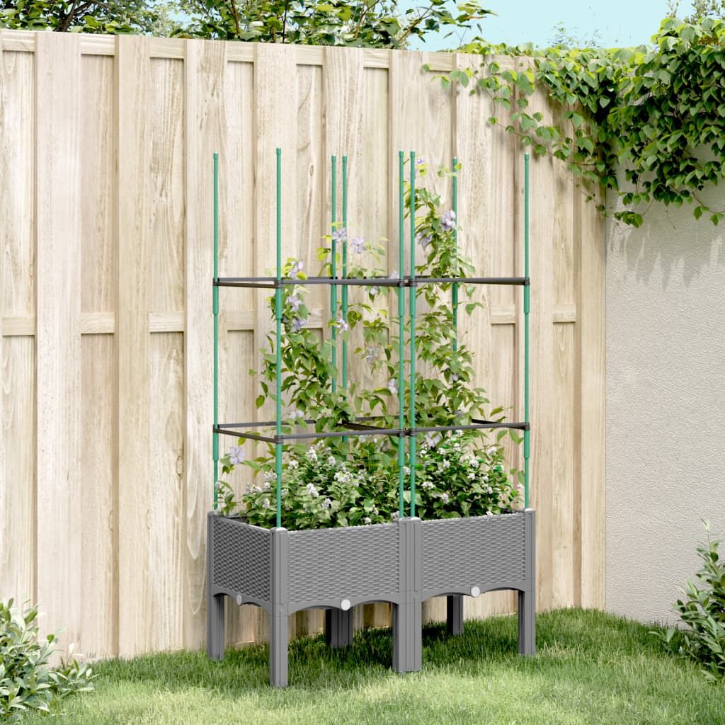 Vidaxx jardinière avec treillis 80x40x142,5 cm polypropylène gris clair