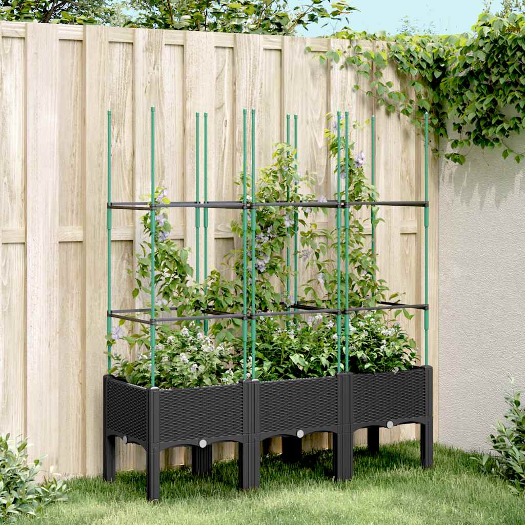 Vidaxx jardinière avec treillis 120x40x142,5 cm polypropylène noir
