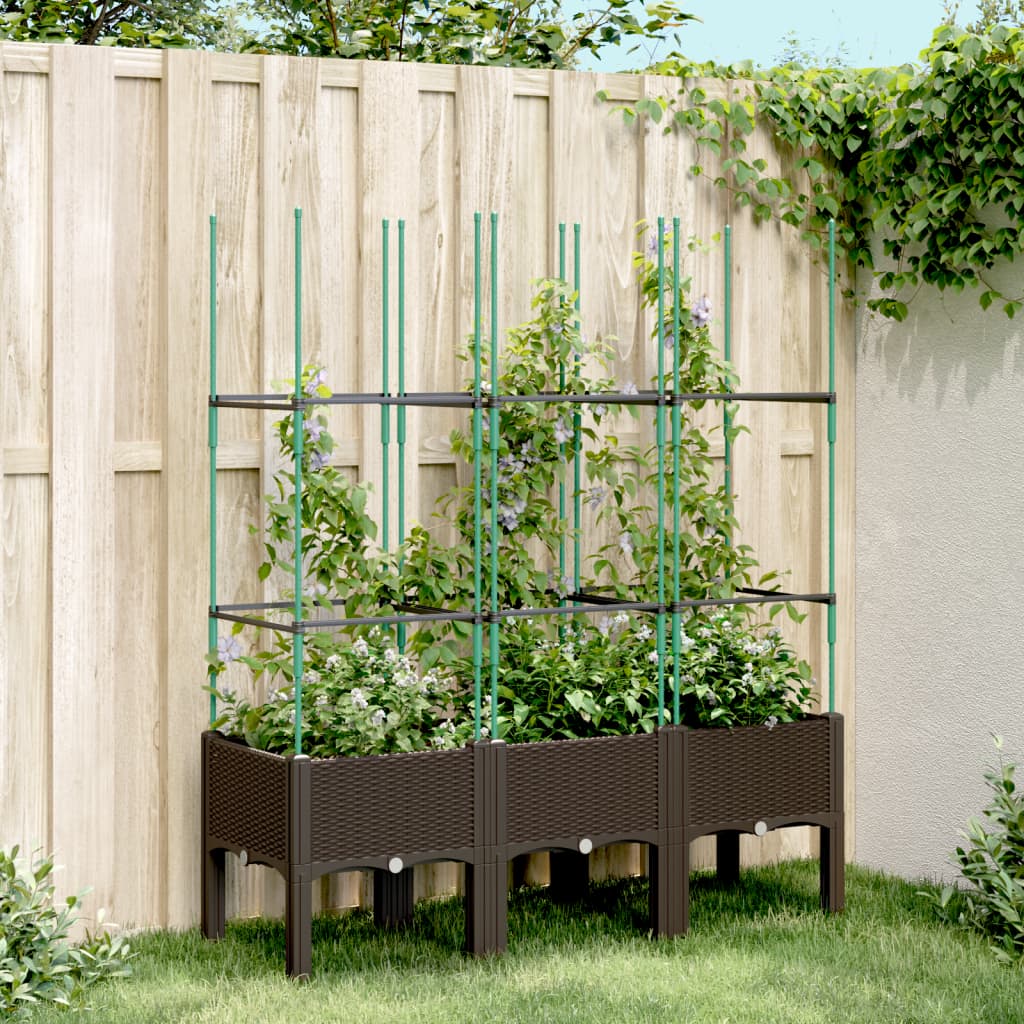 Vidaxx jardinière avec treillis 120x40x142,5 cm polypropylène marron