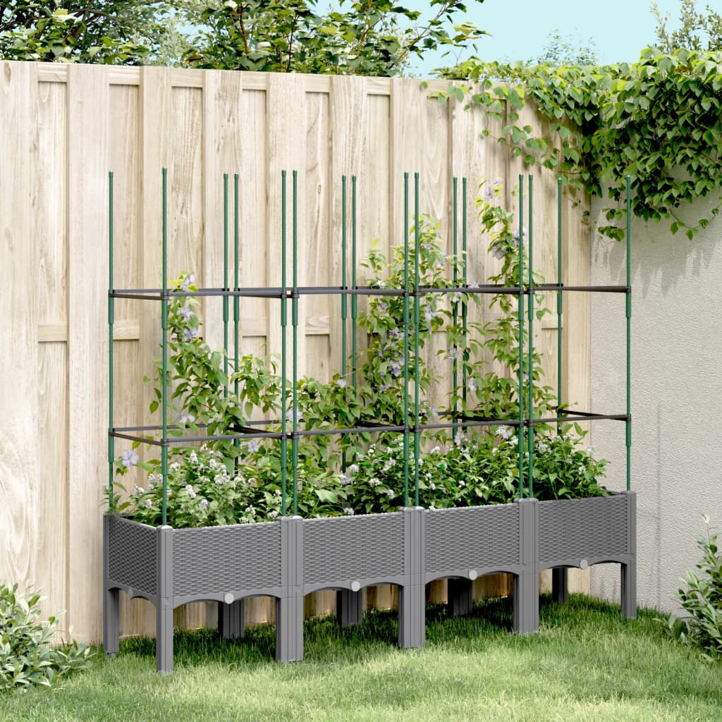 Vidaxx jardinière avec treillis 160x40x142,5 cm polypropylène gris clair