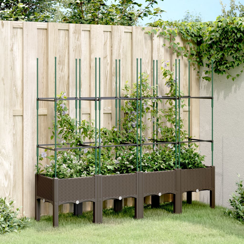 Vidaxx jardinière avec treillis 160x40x142,5 cm polypropylène marron
