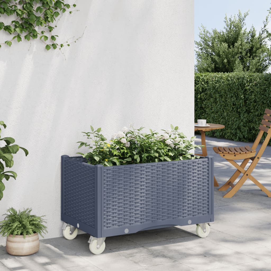 Vidaxx jardinière à roulettes 80x50x54 cm polypropylène gris
