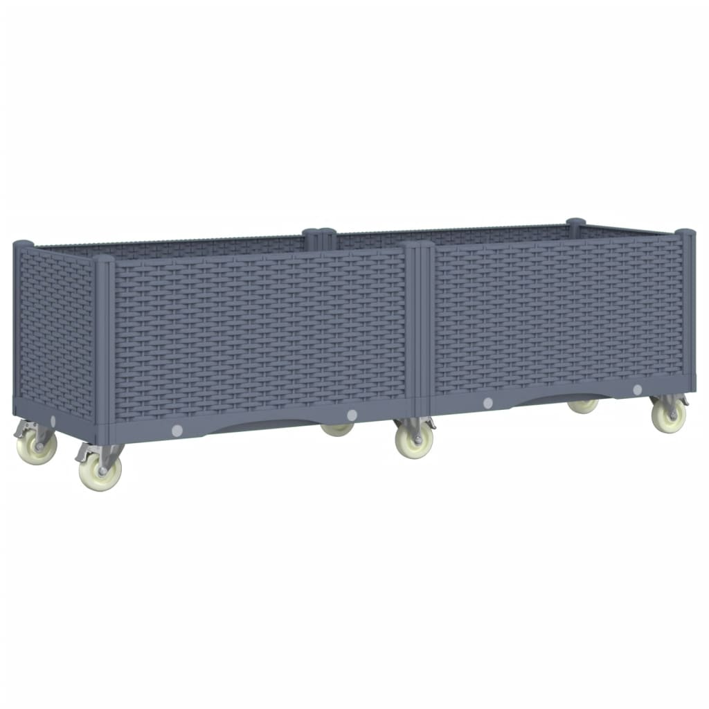 VidaXL Jardinière à roulettes 160x50x54 cm polypropylène gris