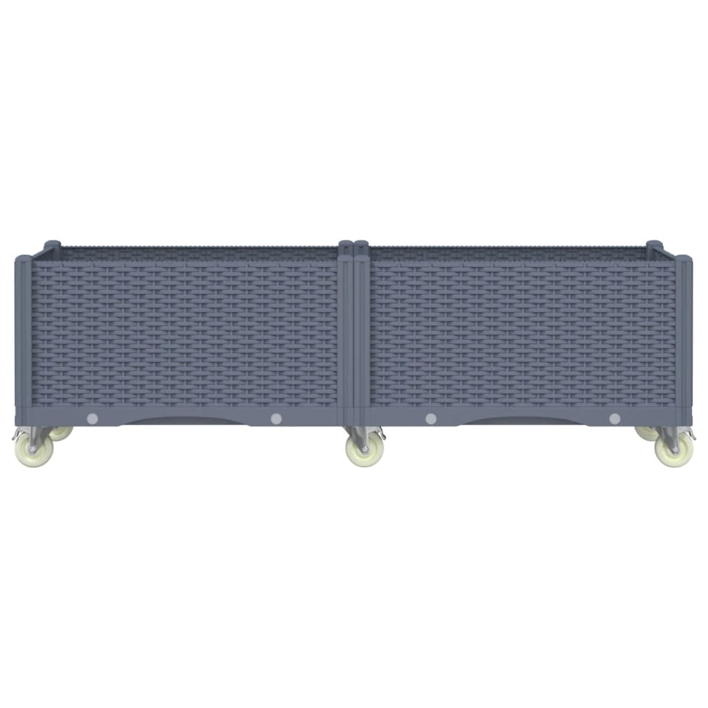 VidaXL Jardinière à roulettes 160x50x54 cm polypropylène gris