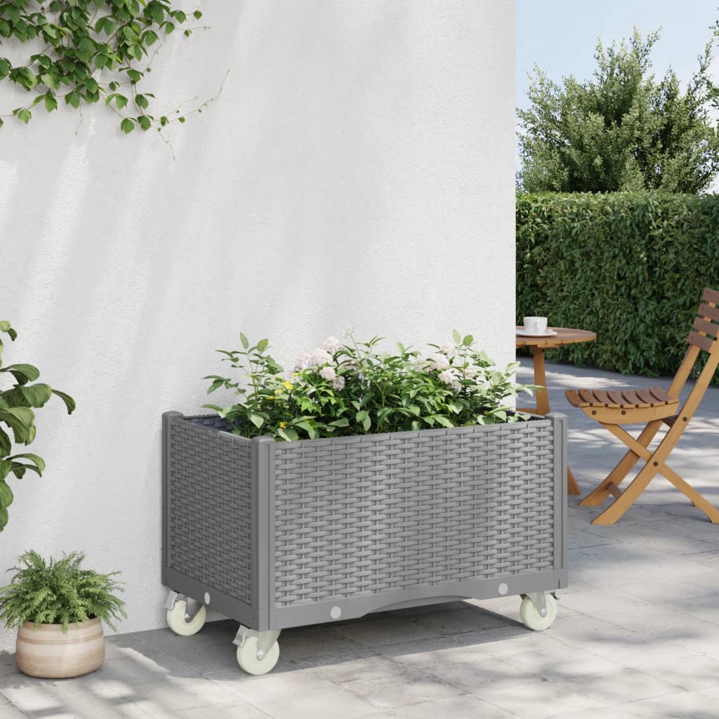 Vidaxx jardinière à roulettes 80x50x54 cm polypropylène gris clair