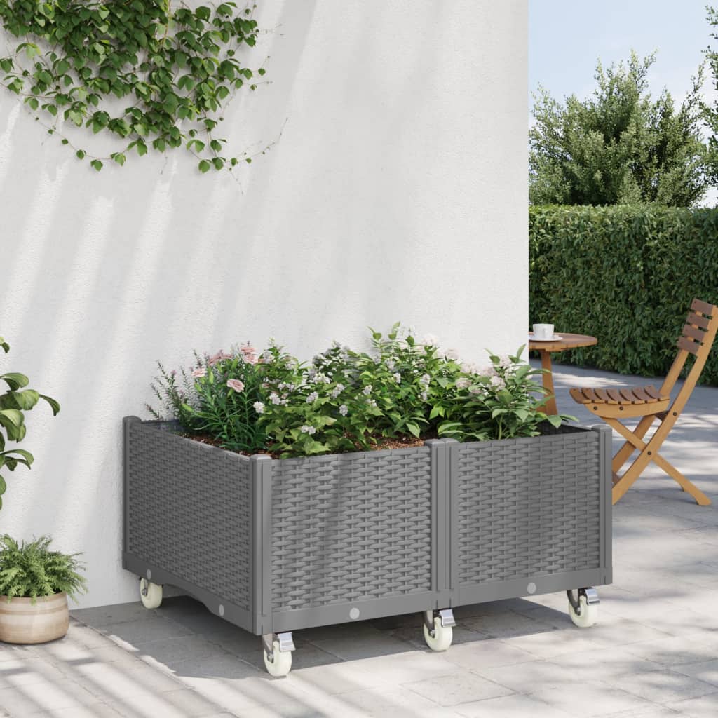 Vidaxx jardinière à roulettes 100x80x54 cm polypropylène gris clair