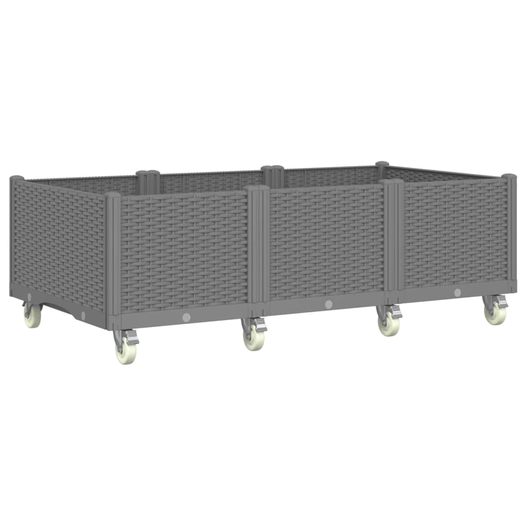 VidaXL Jardinière à roulettes 150x80x54 cm polypropylène gris clair