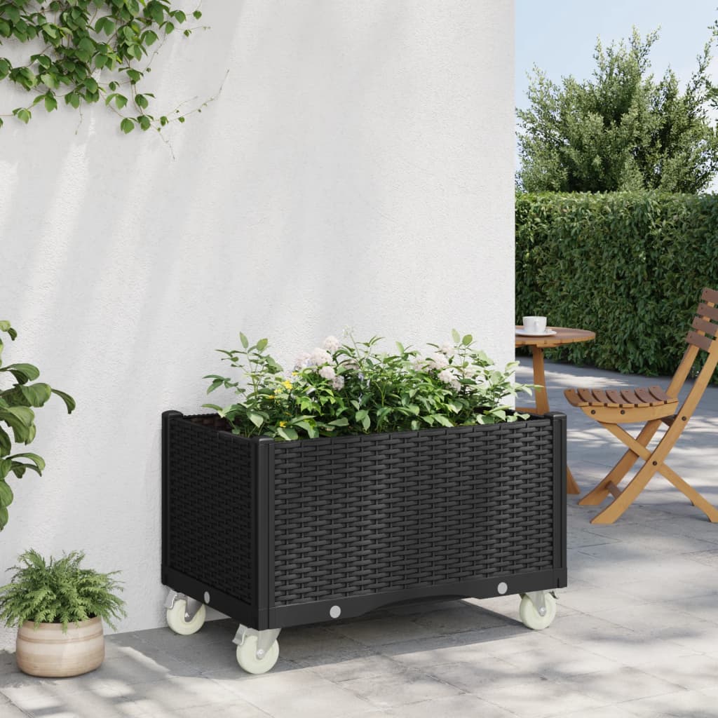 Vidaxx jardinière à roulettes 80x50x54 cm polypropylène noir