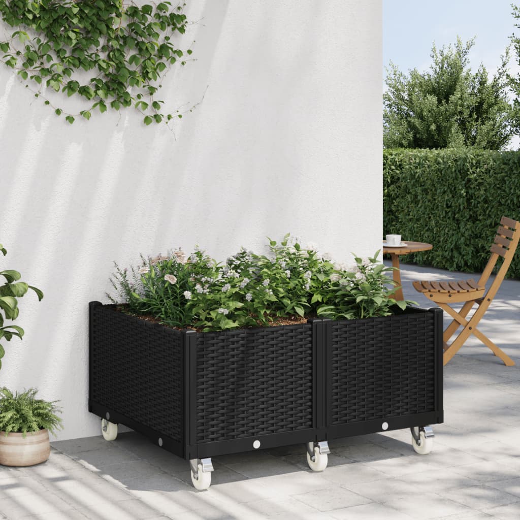 Vidaxx jardinière à roulettes 100x80x54 cm polypropylène noir