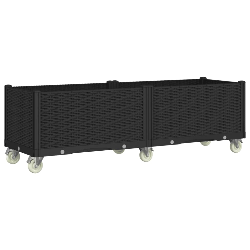 VidaXL Jardinière à roulettes 160x50x54 cm polypropylène noir