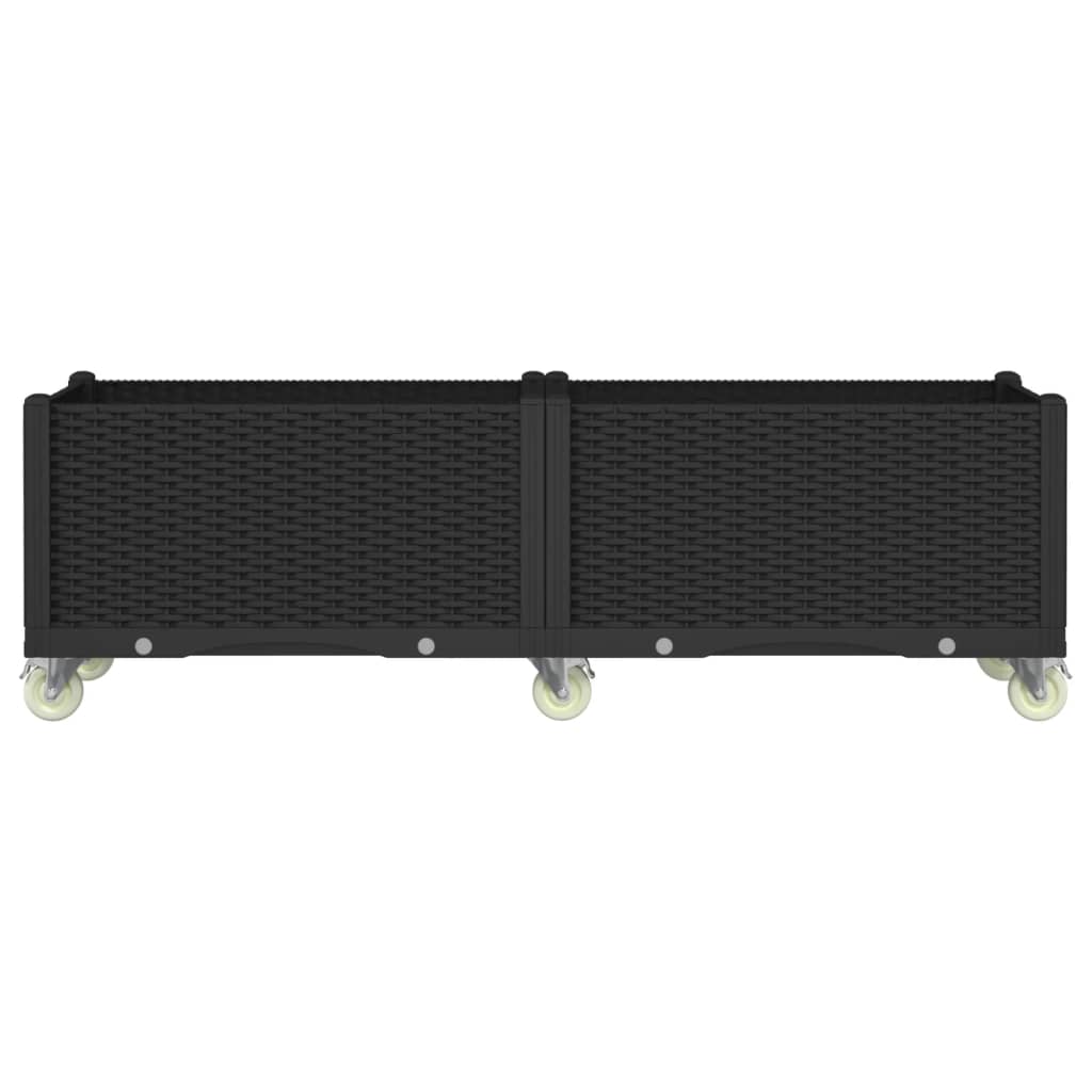 VidaXL Jardinière à roulettes 160x50x54 cm polypropylène noir