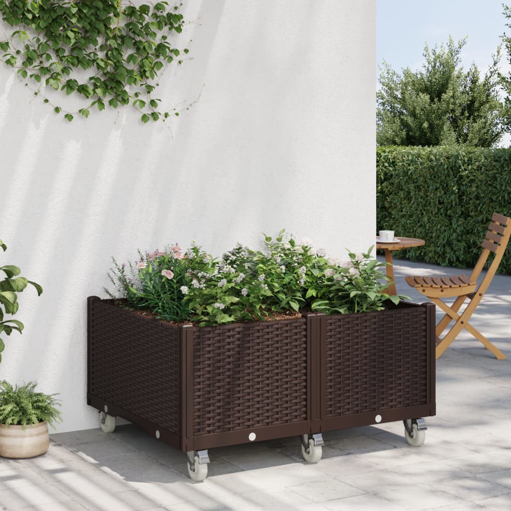 Vidaxx jardinière à roulettes 100x80x54 cm polypropylène marron