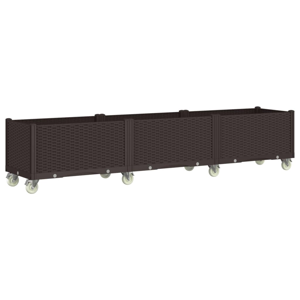 VidaXL Jardinière à roulettes 240x50x54 cm polypropylène marron