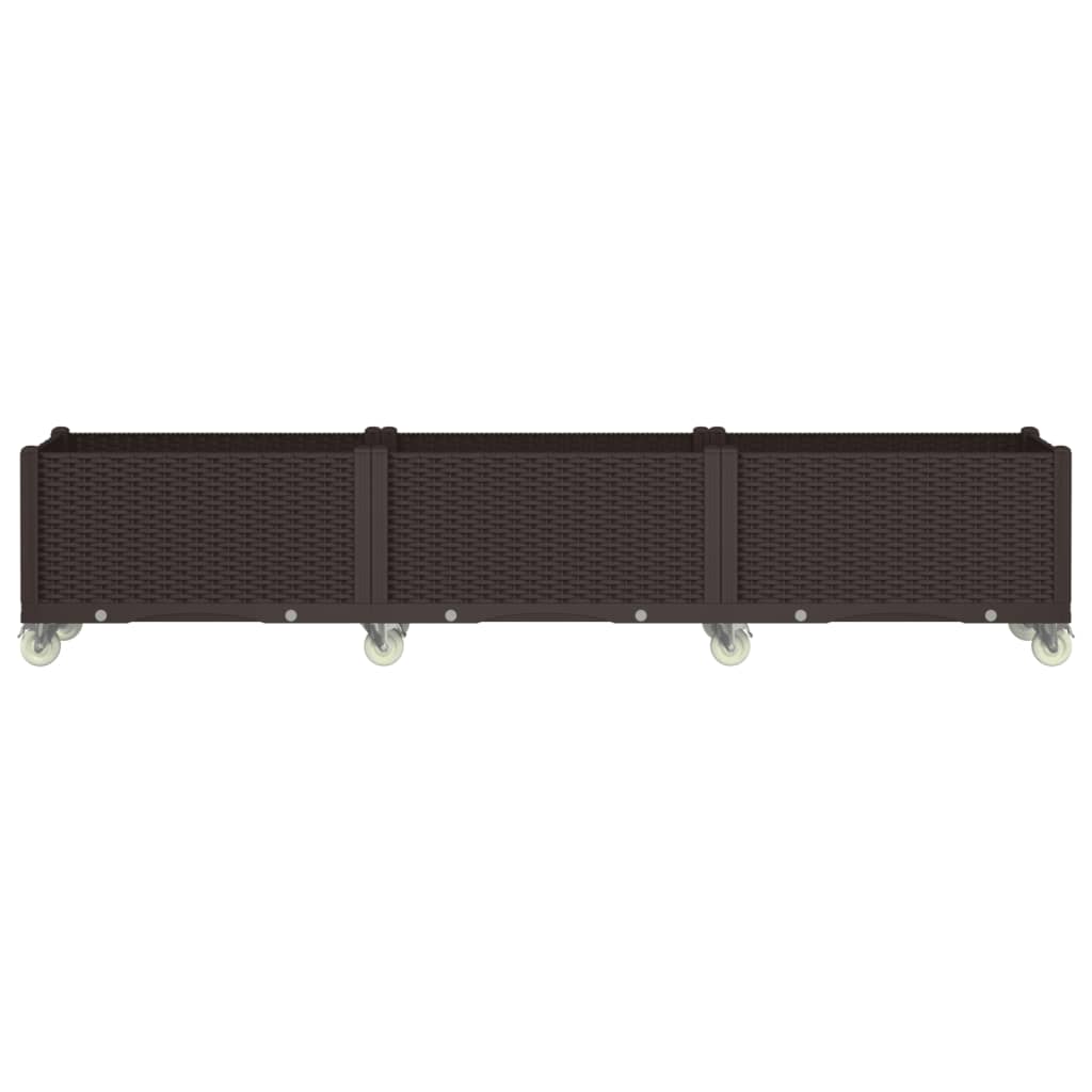 VidaXL Jardinière à roulettes 240x50x54 cm polypropylène marron