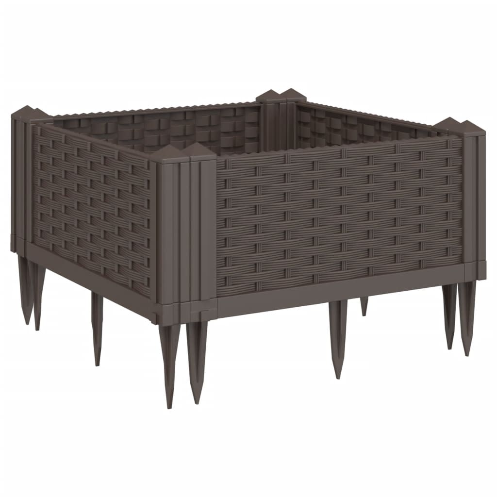Vidaxx jardinière avec piquets 42,5x42,5x28,5 cm polypropylène marron