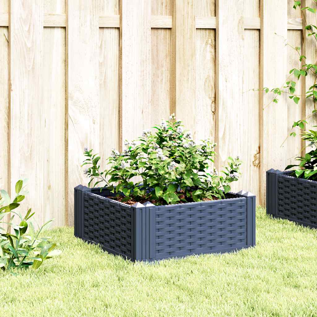 Vidaxx jardinière avec piquets 42,5x42,5x28,5 cm polypropylène bleu-gris