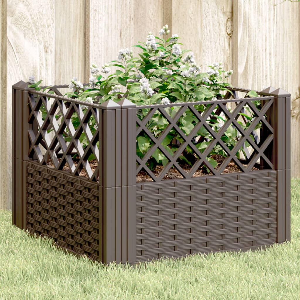Vidaxx jardinière avec piquets 43,5x43,5x43,5 cm polypropylène marron