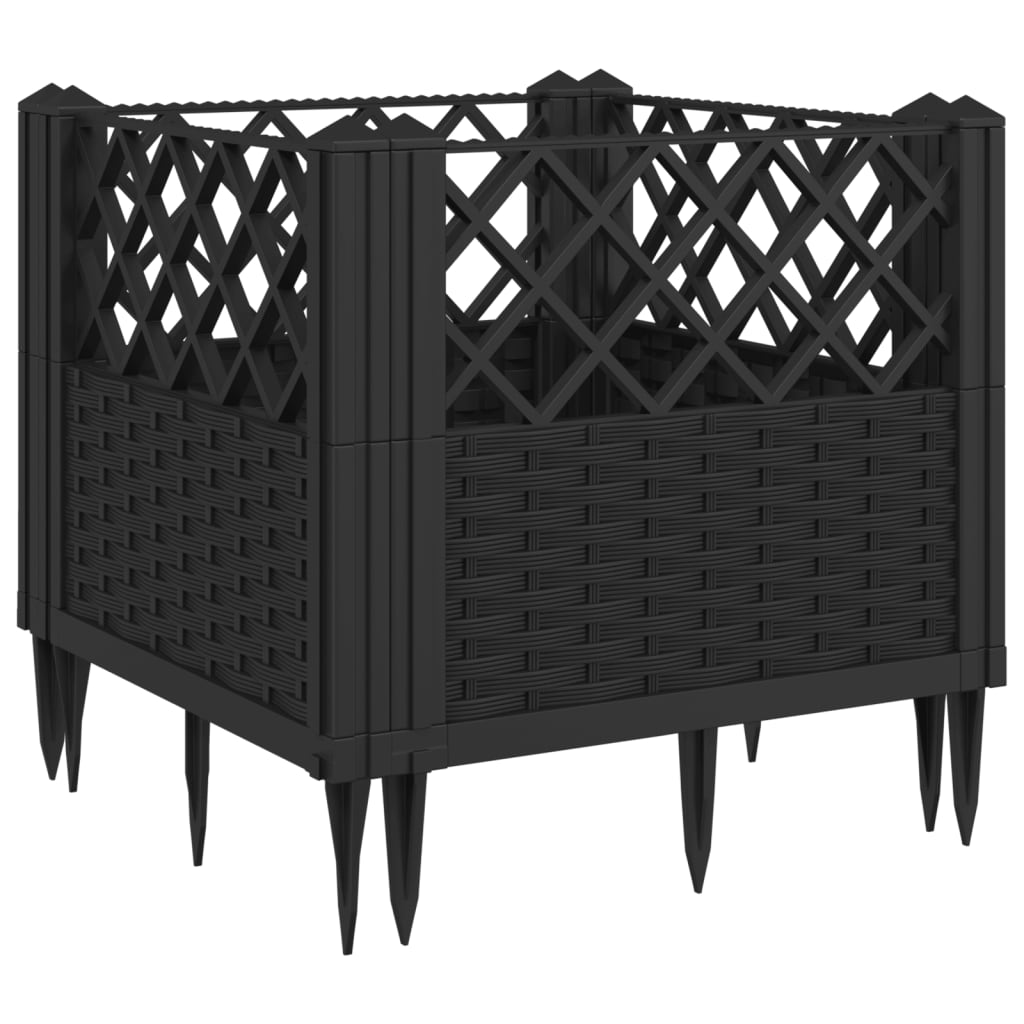 Vidaxx jardinière avec piquets 43,5x43,5x43,5 cm polypropylène noir