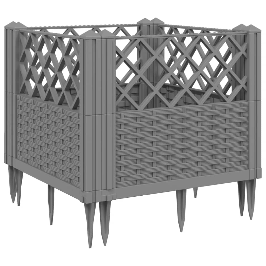 Vidaxx jardinière avec piquets 43,5x43,5x43,5 cm polypropylène gris clair