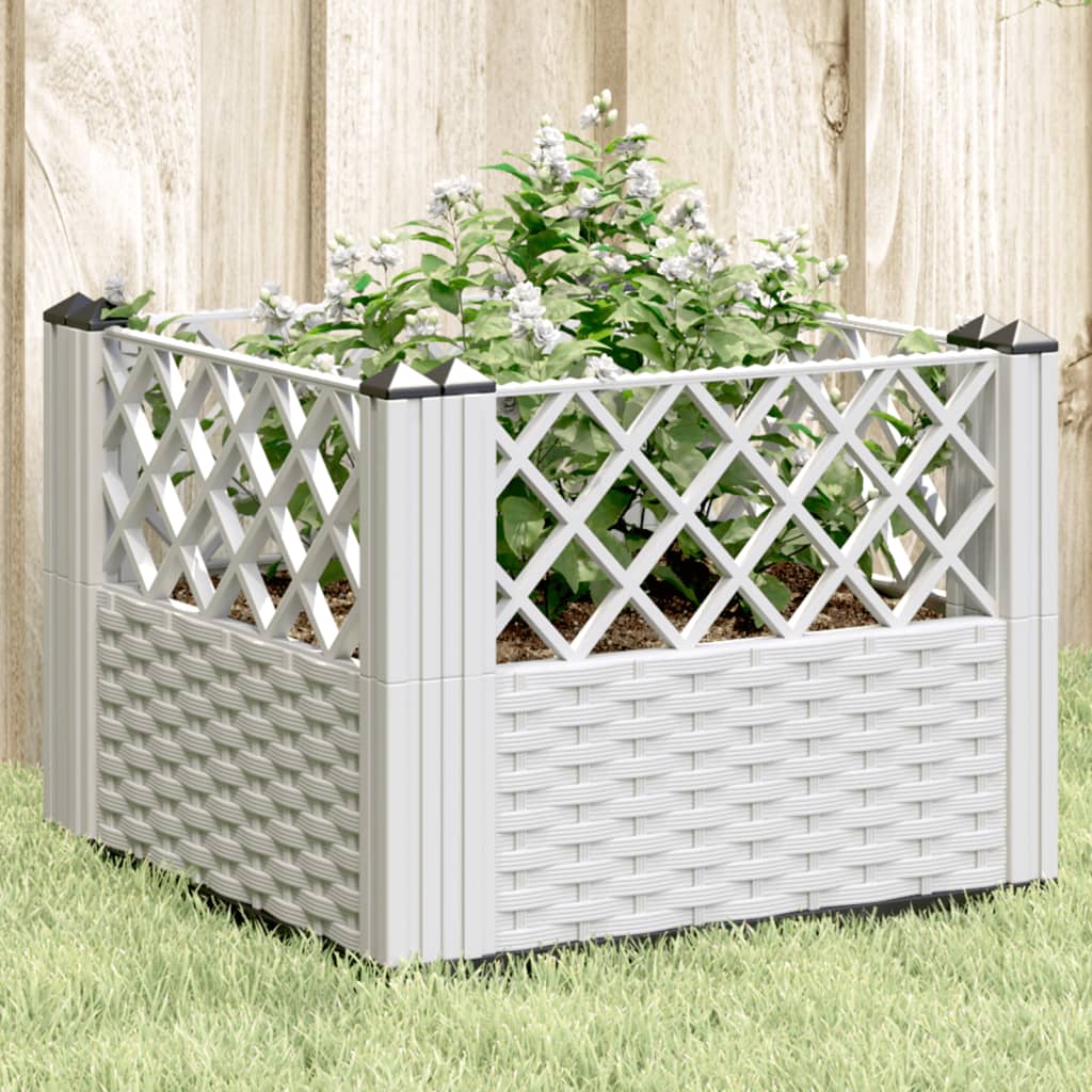Vidaxx jardinière avec piquets 43,5x43,5x43,5 cm polypropylène blanc