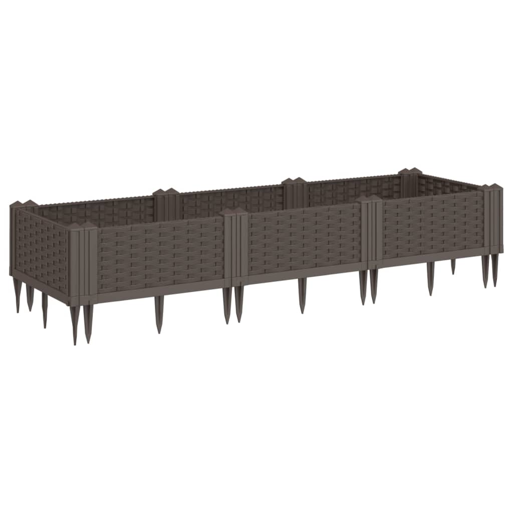 Vidaxx jardinière avec piquets 125x40x28,5 cm polypropylène marron