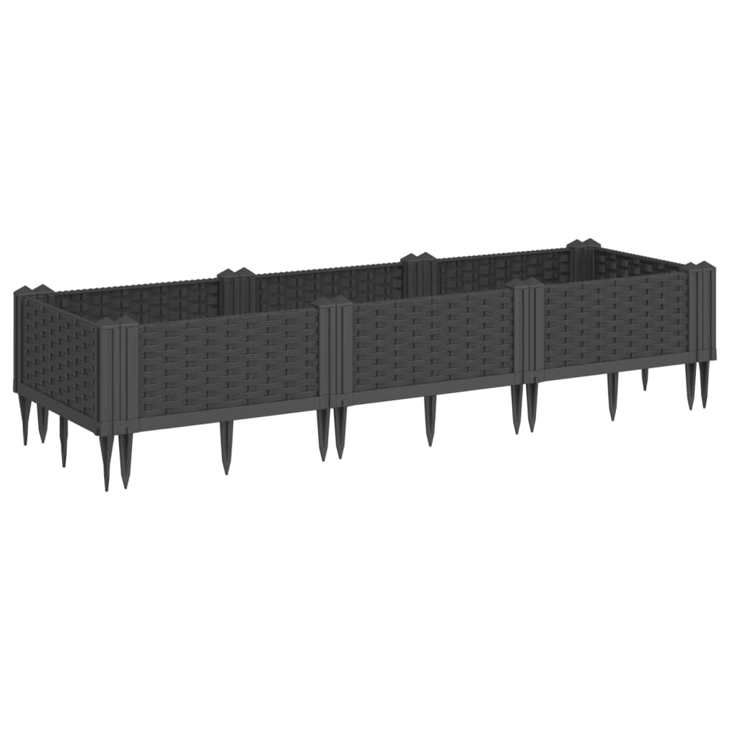 Vidaxx jardinière avec piquets 125x40x28,5 cm polypropylène noir