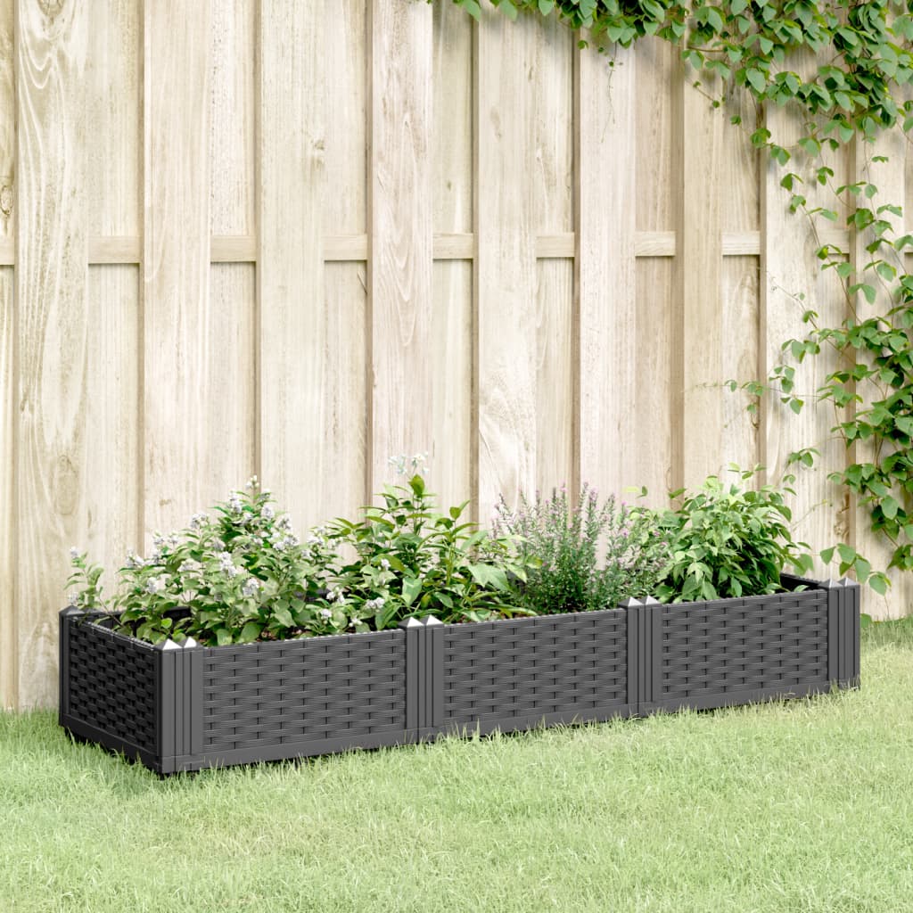 Vidaxx jardinière avec piquets 125x40x28,5 cm polypropylène noir