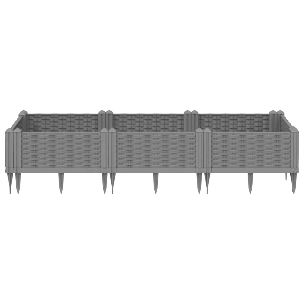 Vidaxx jardinière avec piquets 125x40x28,5 cm polypropylène gris clair