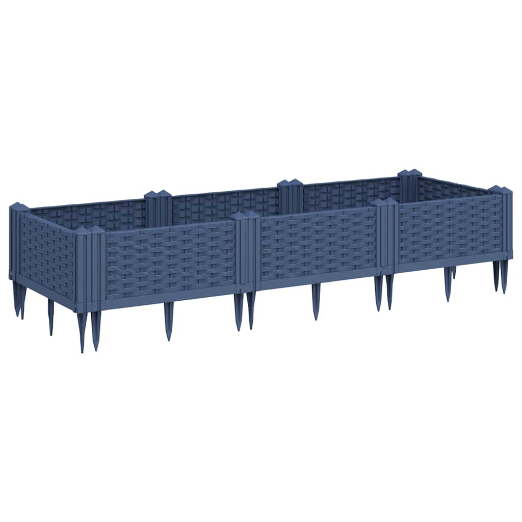 Vidaxx jardinière avec piquets 125x40x28,5 cm polypropylène bleu-gris