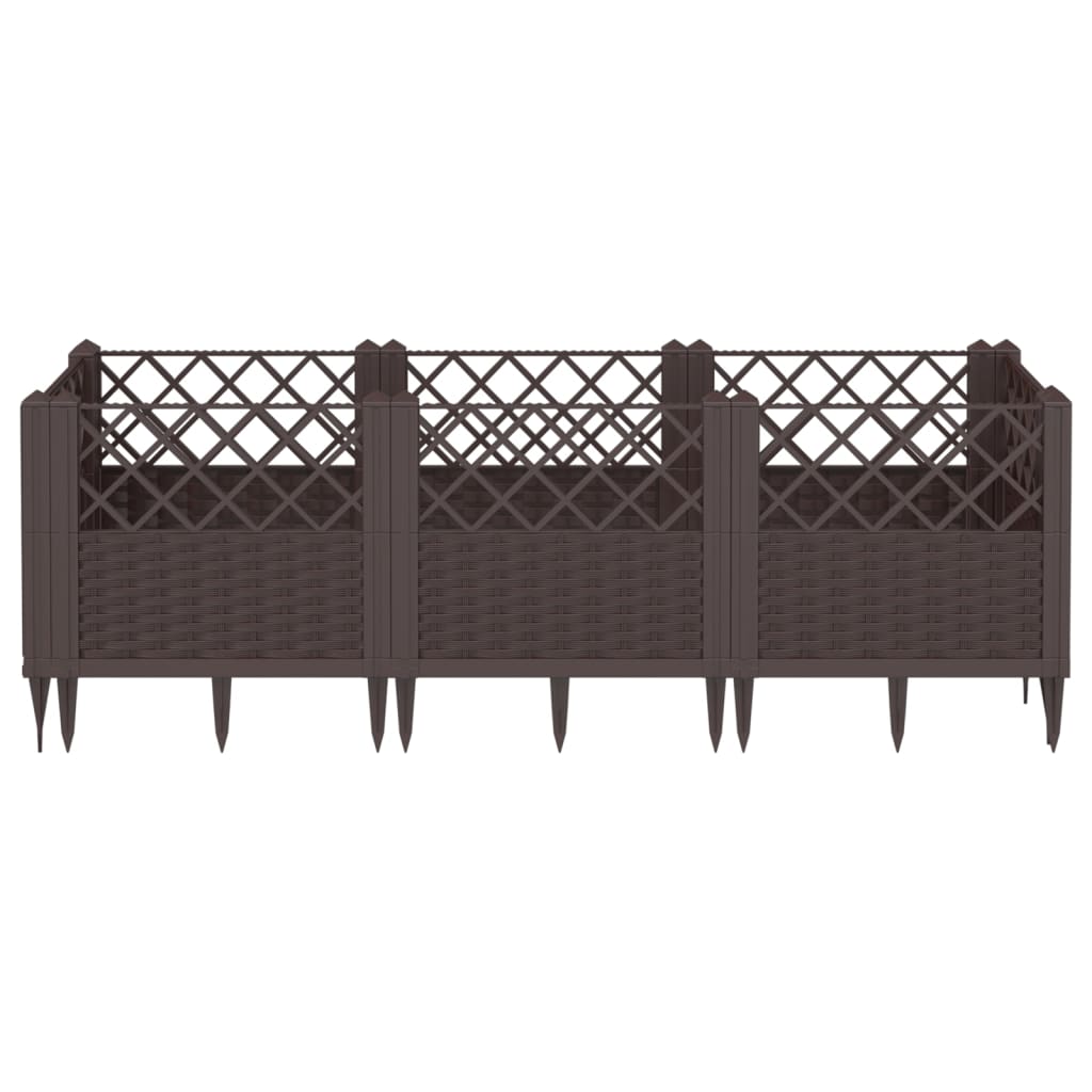 Vidaxx jardinière avec piquets 123,5x43,5x43,5 cm polypropylène marron