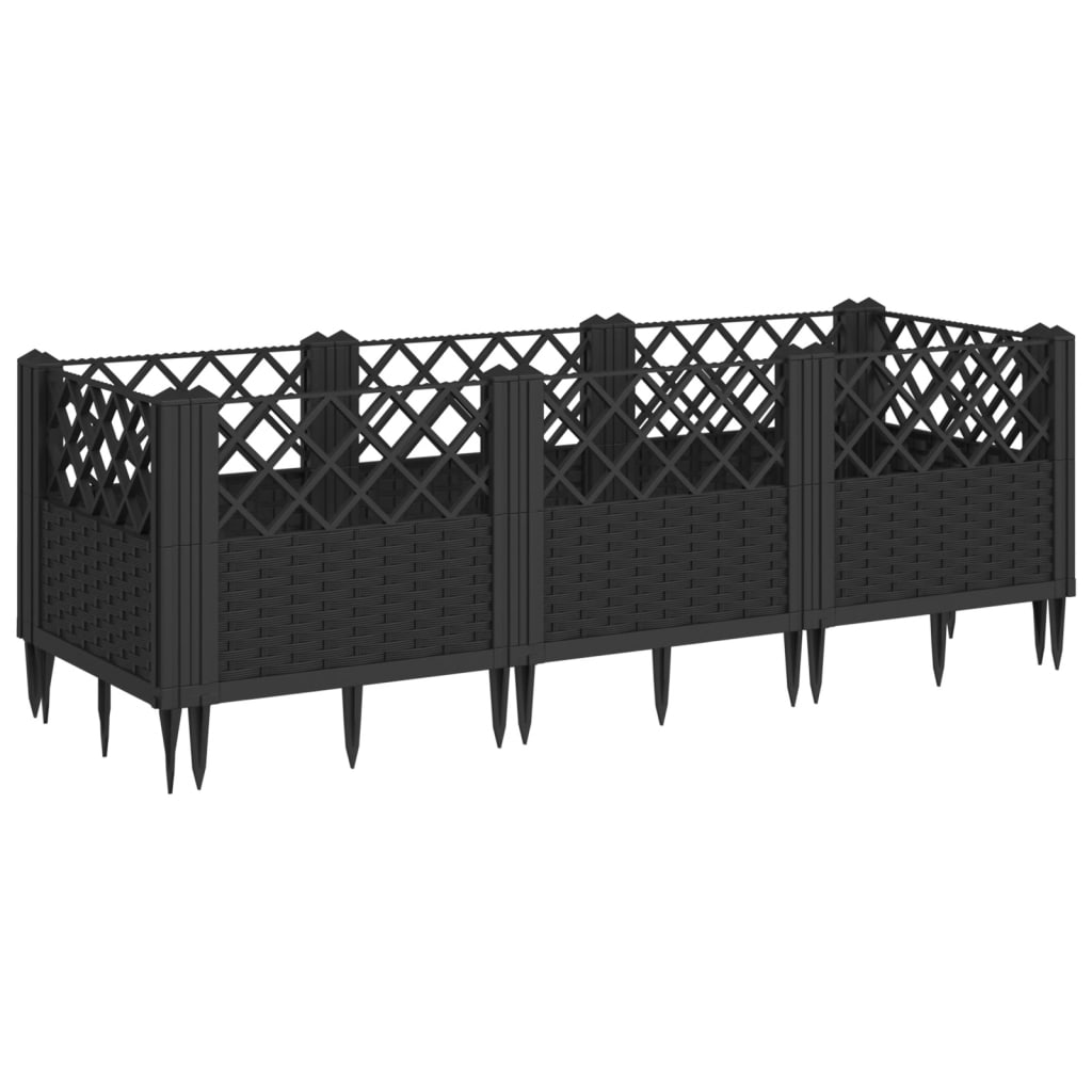 Vidaxx jardinière avec piquets 123,5x43,5x43,5 cm polypropylène noir
