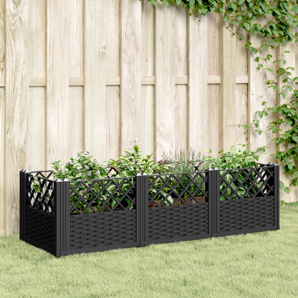 Vidaxx jardinière avec piquets 123,5x43,5x43,5 cm polypropylène noir