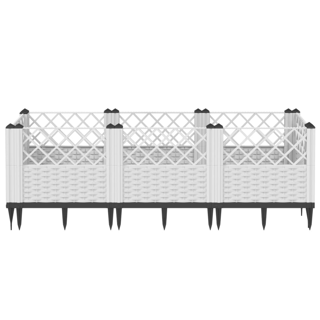 Vidaxx jardinière avec piquets 123,5x43,5x43,5 cm polypropylène blanc