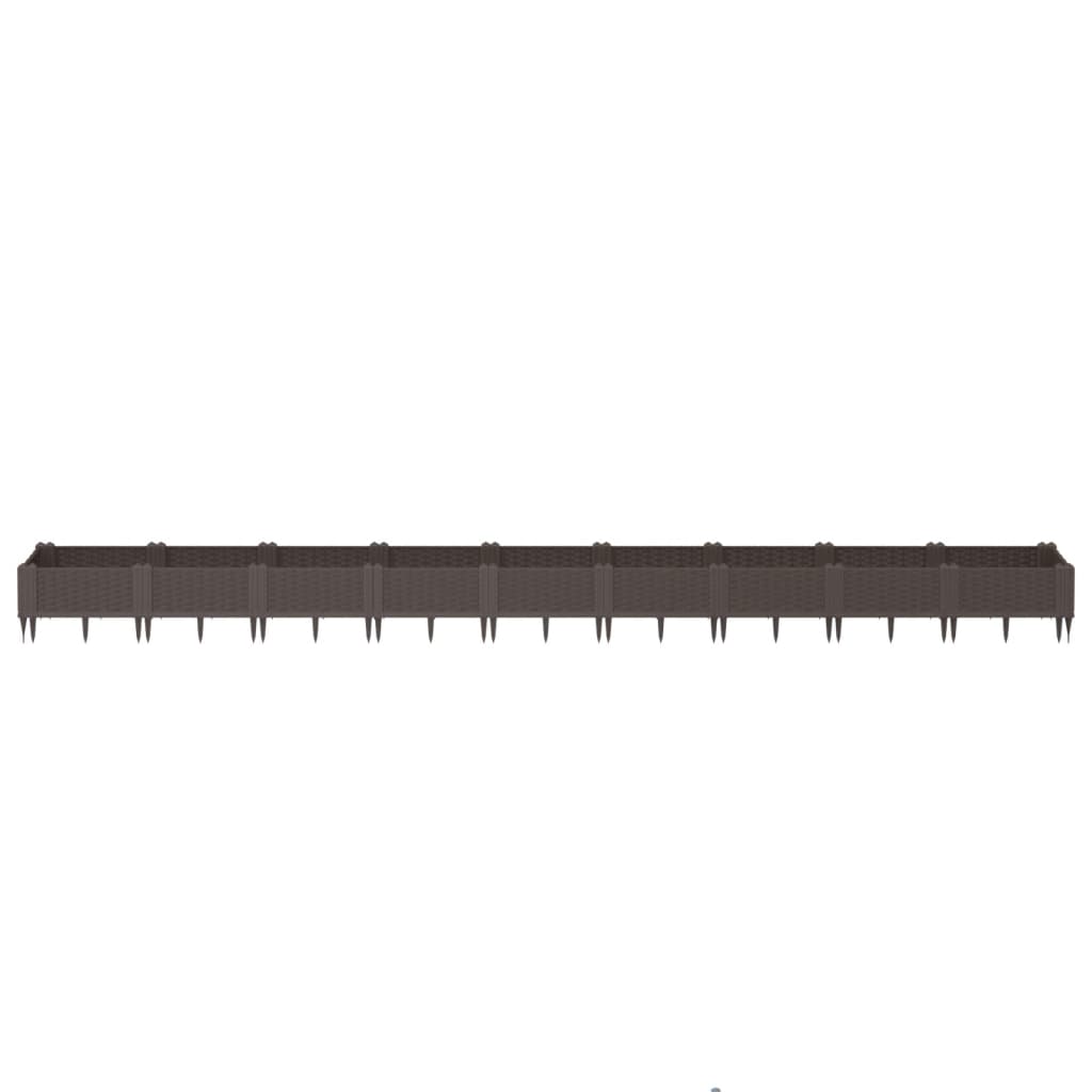 Vidaxx jardinière avec piquets 362,5x42,5x28,5 cm polypropylène marron