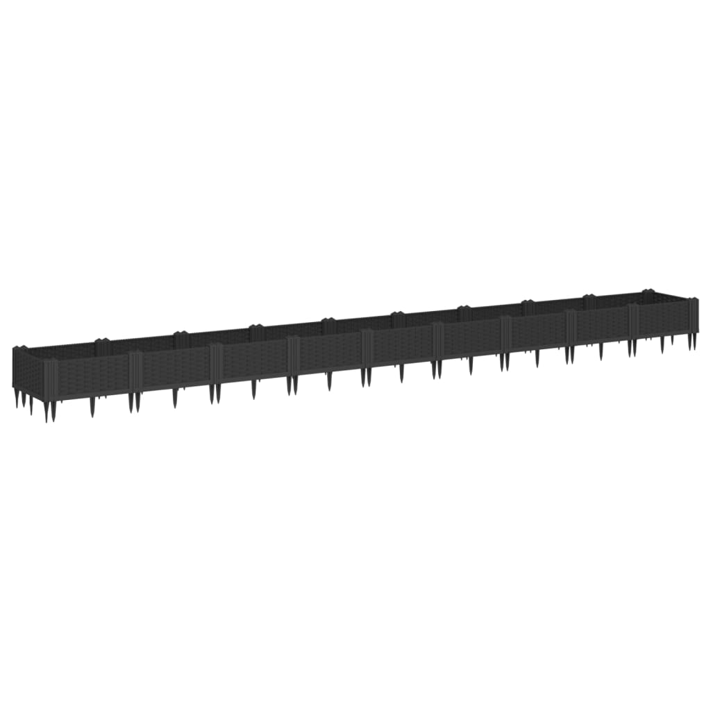Vidaxx jardinière avec piquets 362,5x42,5x28,5 cm polypropylène noir