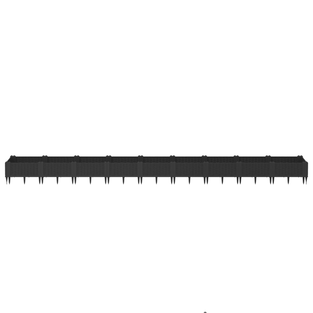 Vidaxx jardinière avec piquets 362,5x42,5x28,5 cm polypropylène noir