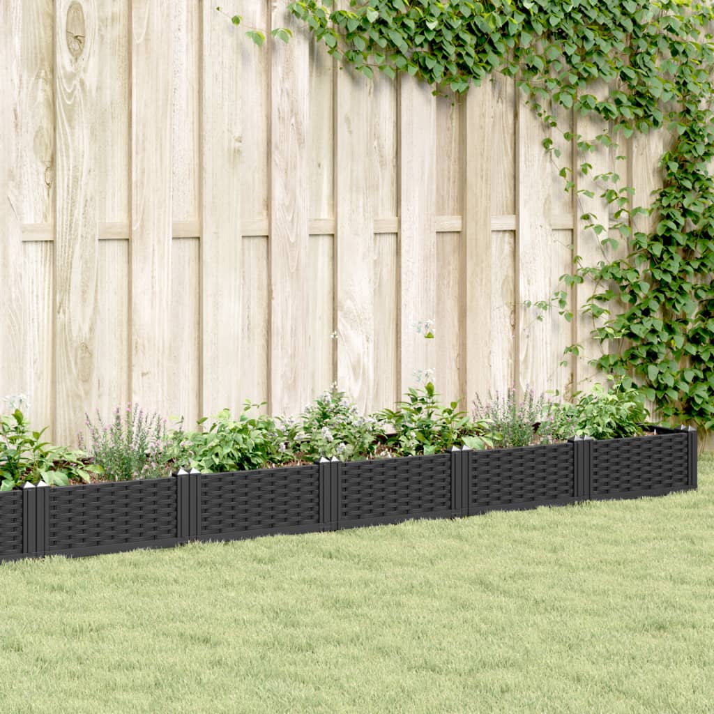 Vidaxx jardinière avec piquets 362,5x42,5x28,5 cm polypropylène noir