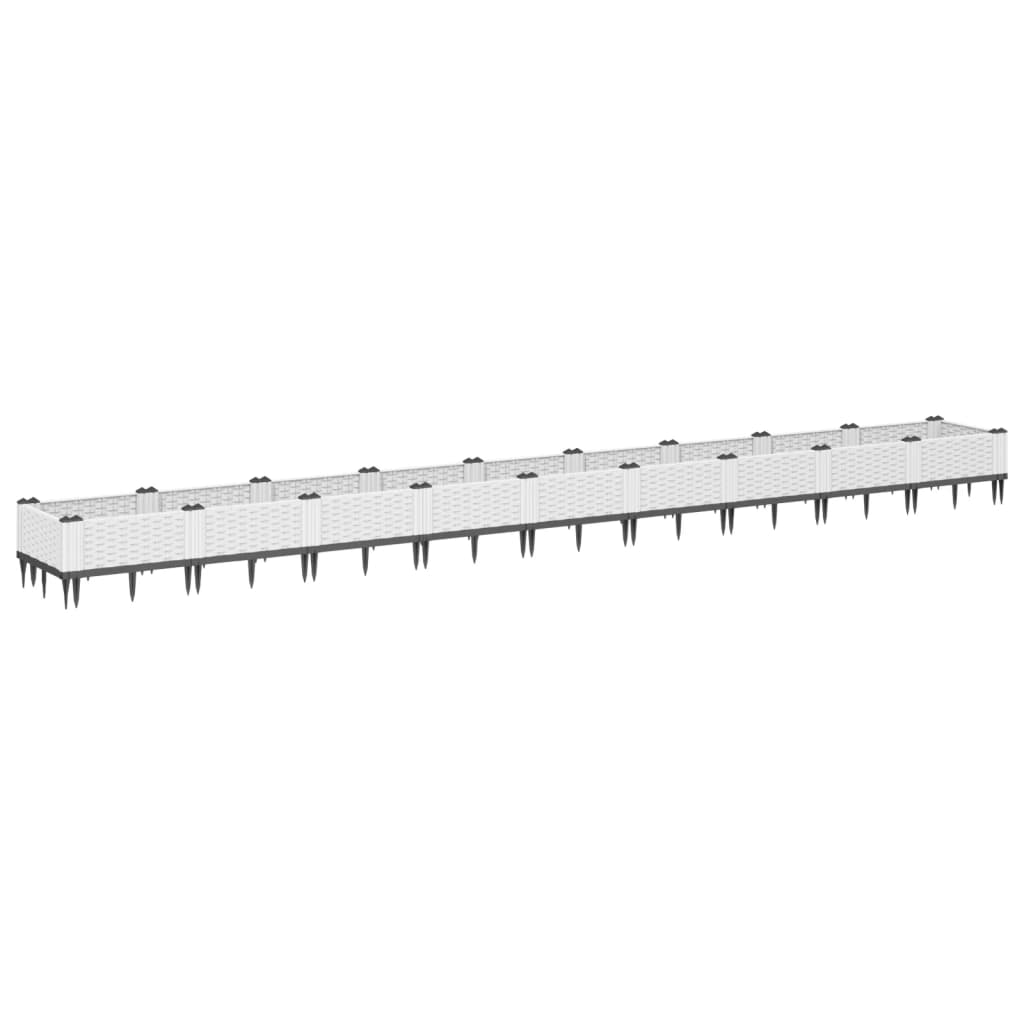 Vidaxx jardinière avec piquets 362,5x42,5x28,5 cm polypropylène blanc
