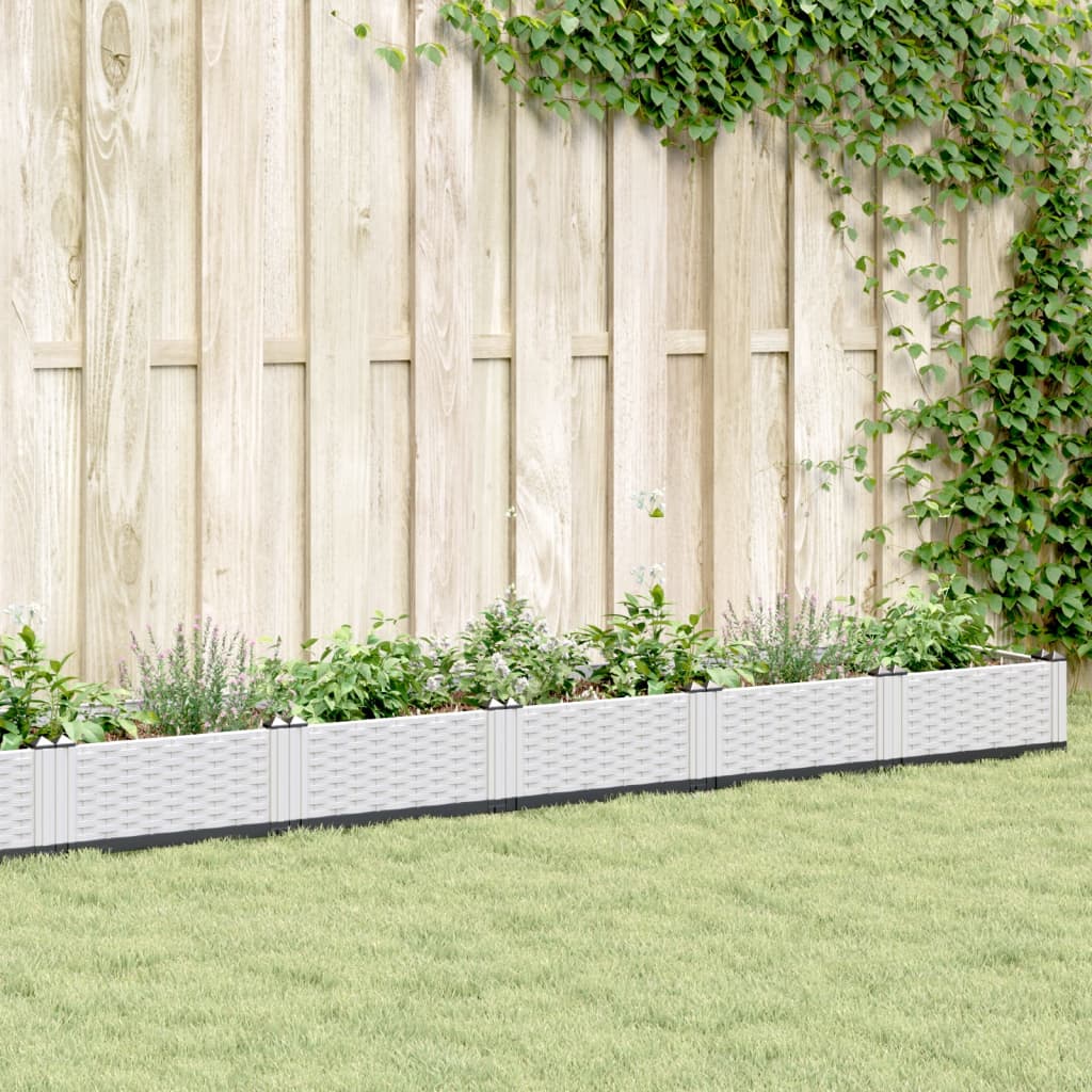 Vidaxx jardinière avec piquets 362,5x42,5x28,5 cm polypropylène blanc