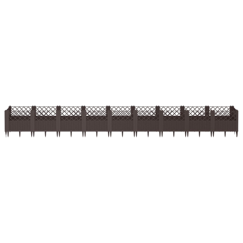 Vidaxx jardinière avec piquets 363,5x43,5x43,5 cm polypropylène marron