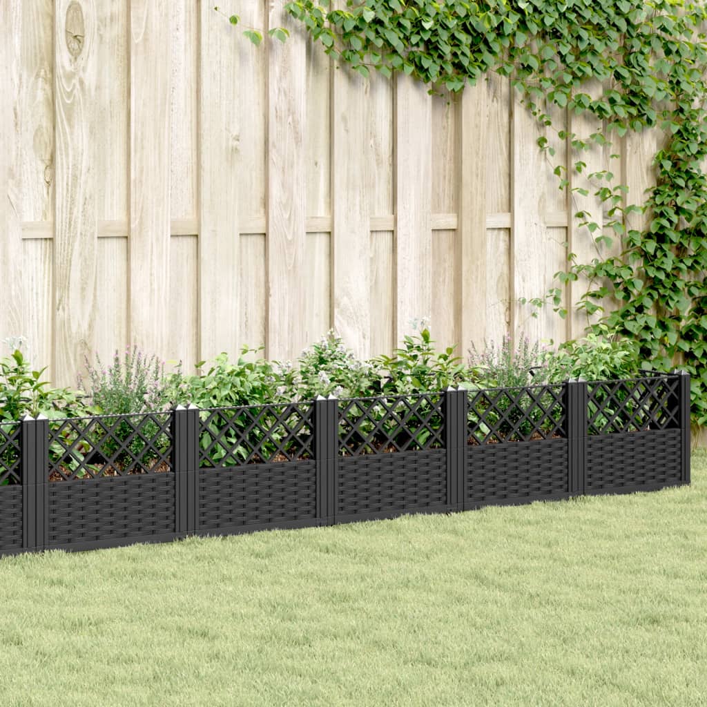 Vidaxx jardinière avec piquets 363,5x43,5x43,5 cm polypropylène noir