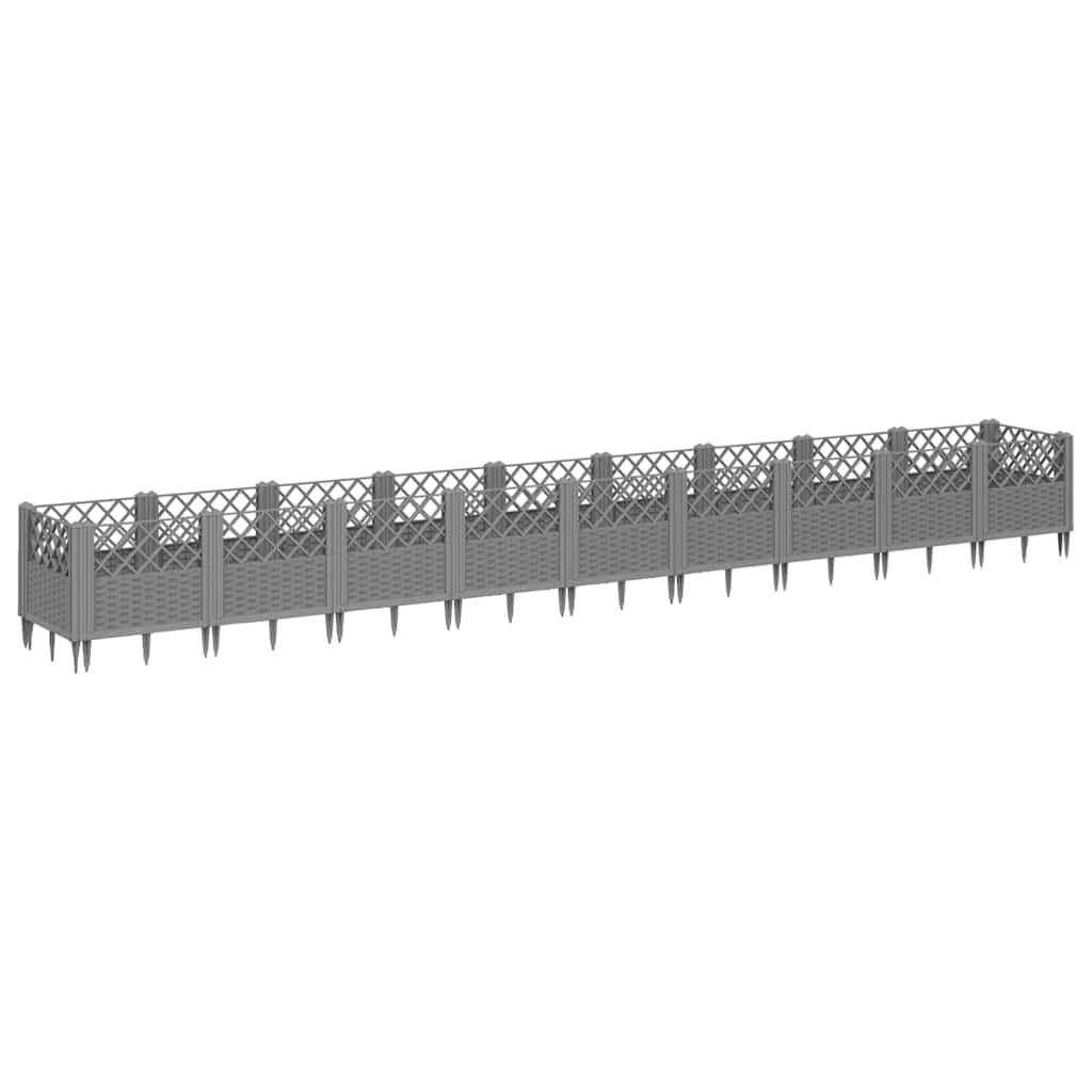Vidaxx jardinière avec piquets 363,5x43,5x43,5 cm polypropylène gris clair
