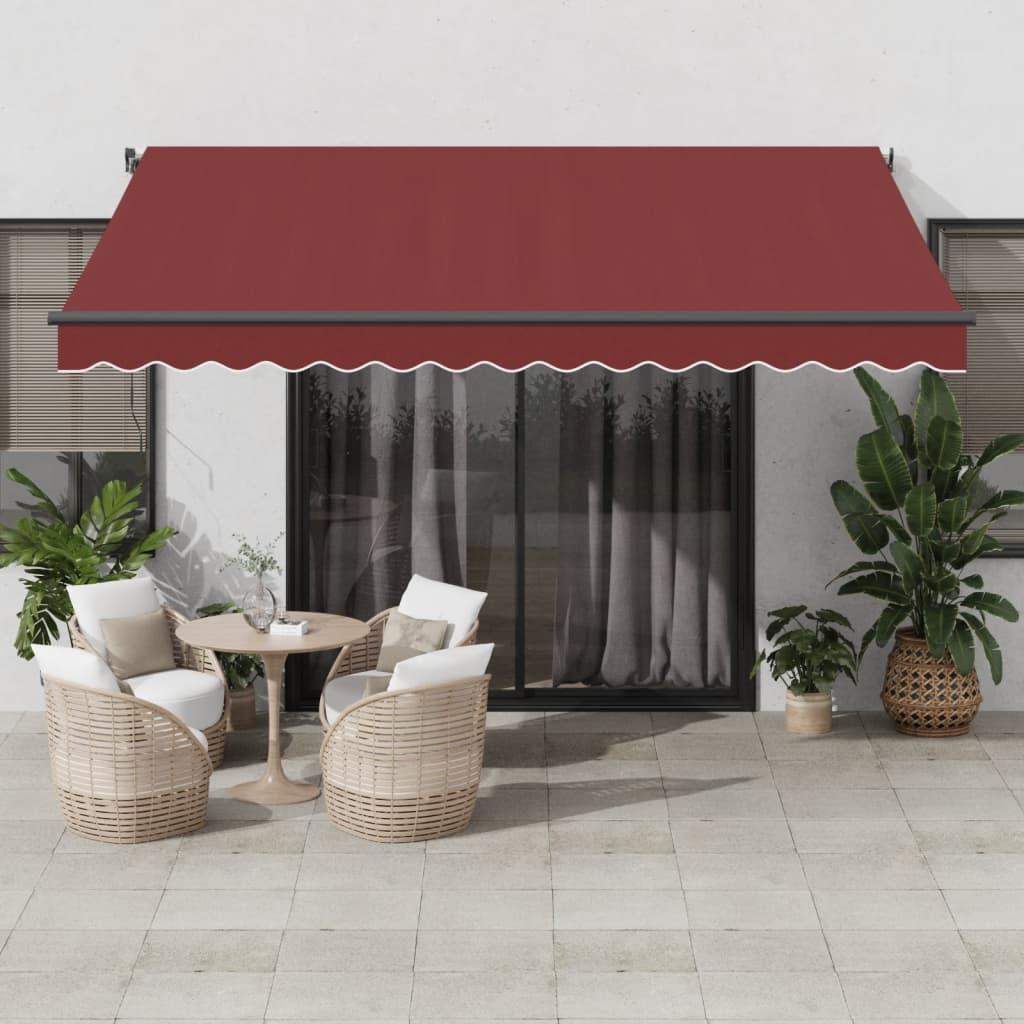 VidaXL Auvent extensible manuellement 400x350 cm bordeaux