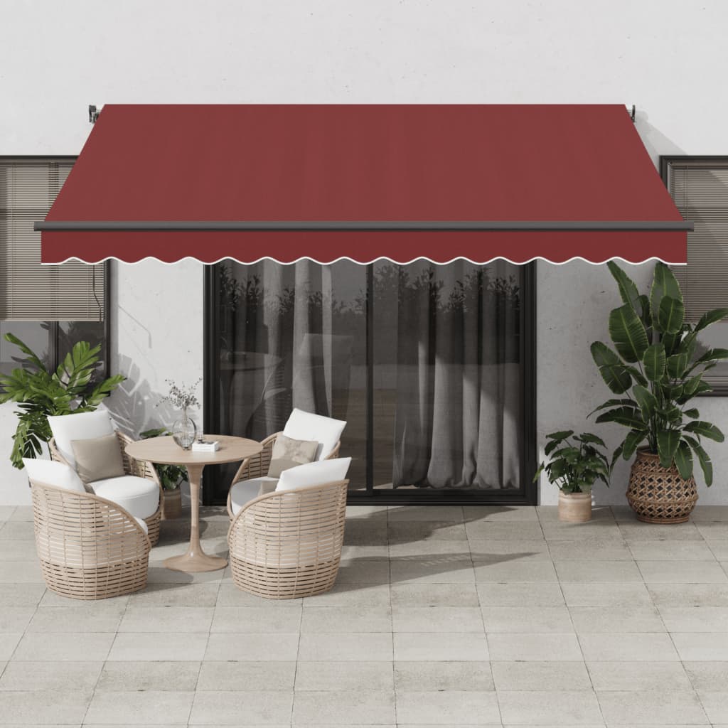 Auvent VidaXL extensible automatiquement avec LED 400x350 cm bordeaux