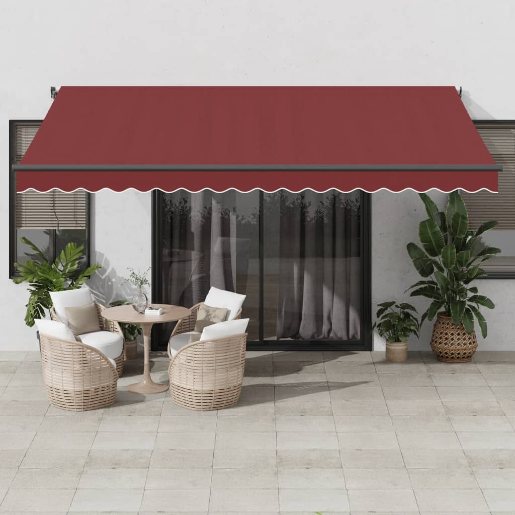 VidaXL Auvent extensible manuellement avec LED 450x350 cm rouge bordeaux
